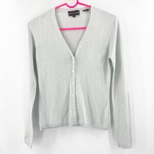 Magaschoni Silk Cardigan Size Small Sweater Classic Light Green Designer Luxury